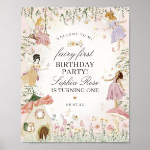 Fairy Garden First Birthday Party Welcome Sign