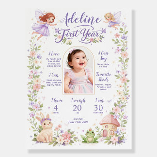 Fairy Garden First Year Milestone Birthday Poster