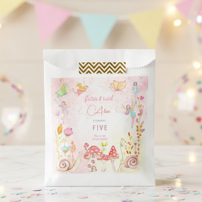 Fairy garden floral and forest kids birthday favor bag (Creator Uploaded)