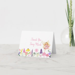 Fairy Garden Floral Birthday Letterpress Thank You Card
