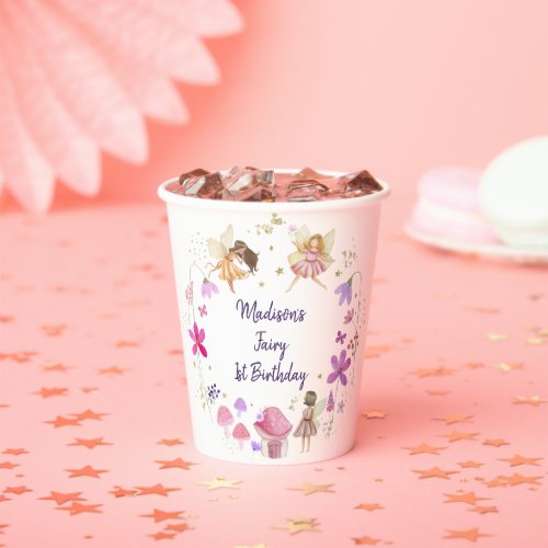 Fairy Garden Floral Birthday Paper Cups