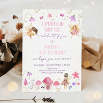 Fairy Garden Floral First Birthday Invitation