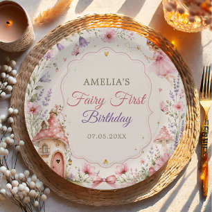Fairy Garden Floral Girls Birthday Paper Plates