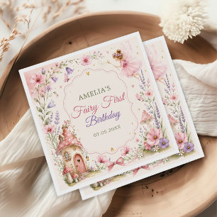 Fairy Garden Floral Girls Birthday Party Napkins