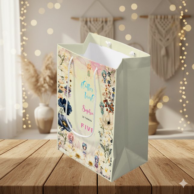 Fairy garden floral kids birthday medium gift bag (Creator Uploaded)