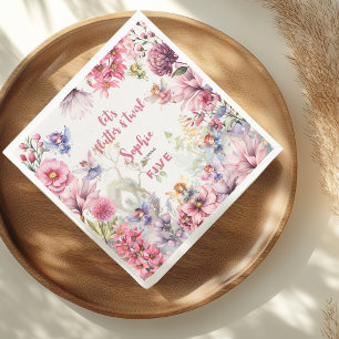 Fairy garden floral kids birthday napkins