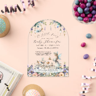 Fairy Garden Floral Tea Party Girl Baby Shower Acrylic Invitations