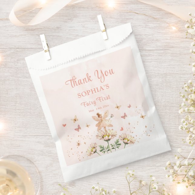 Fairy Garden Girl Birthday Party Favor Bag (Clipped)