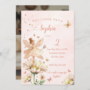 Fairy Garden Girl Photo Birthday Invitation Card