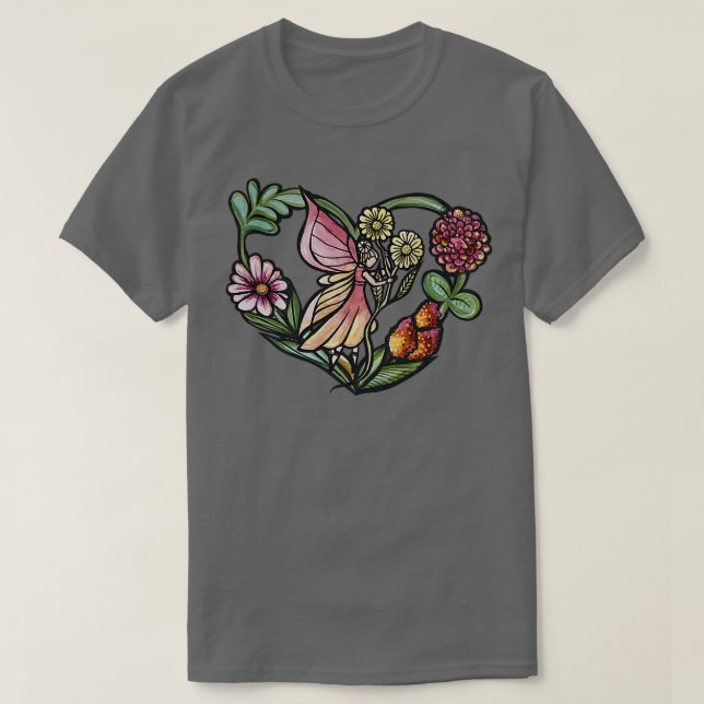 Fairy Garden Heart Art Fairies Gardening T-Shirt (Design Front)