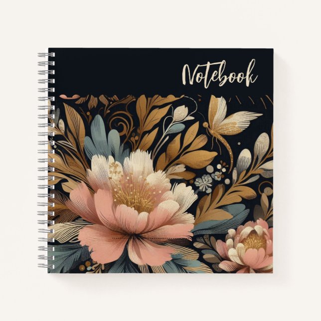  Fairy Garden – Light Gold Acanthus, Peony Notebook (Front)