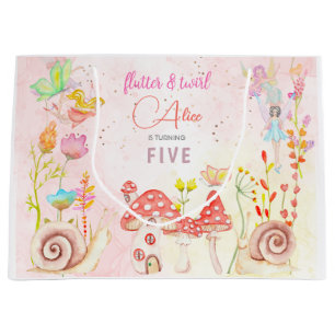 Fairy garden magic girl birthday large gift bag