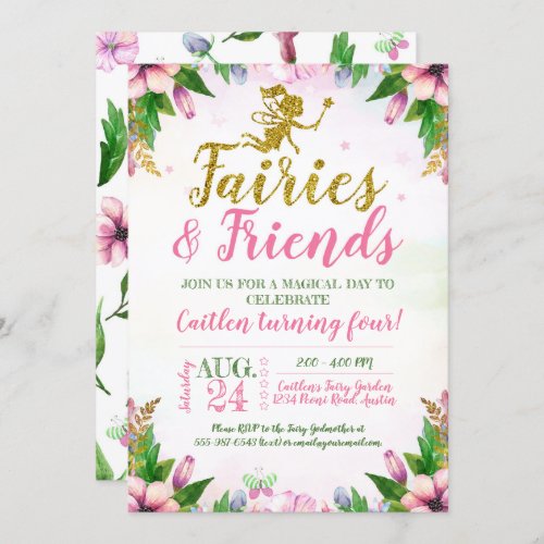 Fairy Garden Magical Enchanted Floral Birthday Invitation