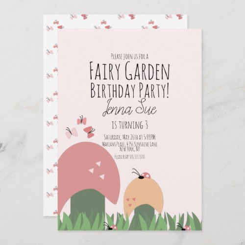 Fairy Garden Mushrooms Ladybugs Butterflies Invita Invitation