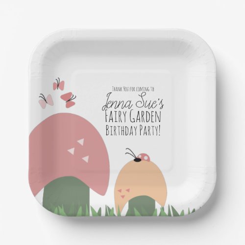 Fairy Garden Mushrooms Ladybugs Butterflies  Paper Plates
