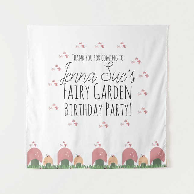 Fairy Garden Mushrooms Ladybugs Butterflies   Tapestry (Front)