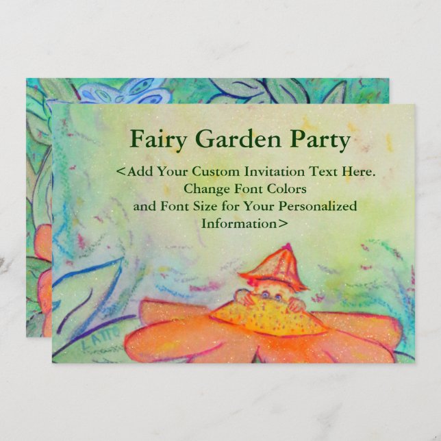 Fairy Garden Party Custom Invites or Invitation (Front/Back)