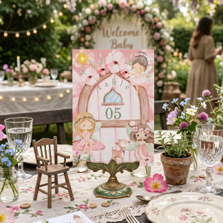 Fairy Garden Pink Woodland Birthday Party Kids Table Number