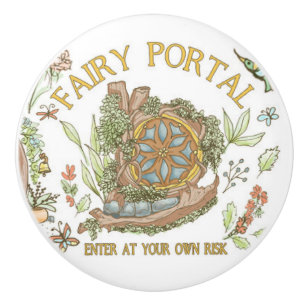 Fairy Garden Portal Enter Ceramic Knob