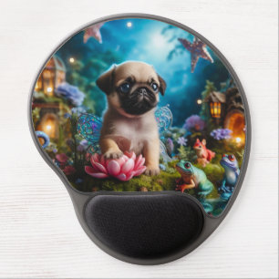 Fairy Garden Pug Puppy Gel Wrist Rest Mouse Pad
