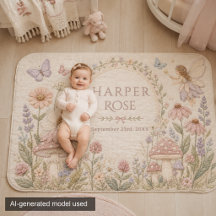 Fairy Garden Quilt Style Name and Date Blanket