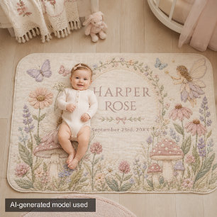 Fairy Garden Quilt Style Name and Date Blanket