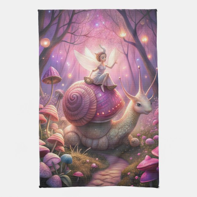 Fairy Garden Snail Kitchen Towel (Vertical)