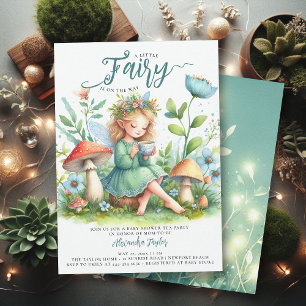 Fairy Garden Tea Mushrooms Wilds Baby Girl Shower Invitation