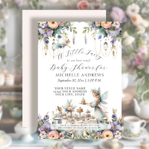 Fairy Garden Tea Party Floral Girl Baby Shower Invitation