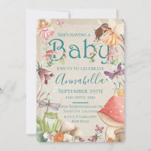 Fairy Garden Watercolor Fairies Baby Shower Invitation
