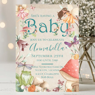 Fairy Garden Watercolor Fairies Baby Shower Invitation