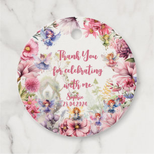 Fairy garden watercolor kids birthday thank you favor tags