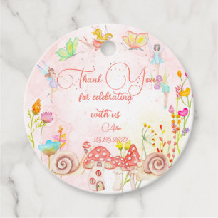 Fairy garden watercolor kids birthday thank you favor tags