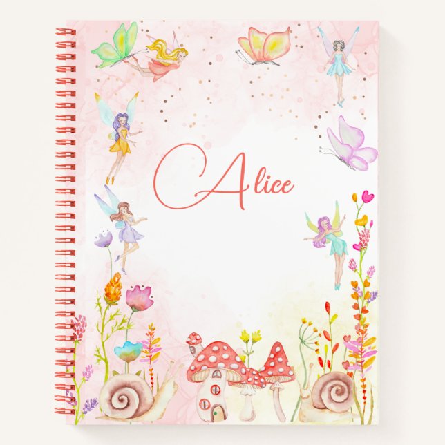 Fairy garden watercolor kids  notebook (Front)
