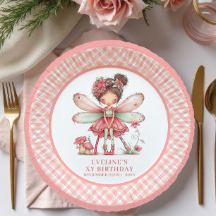 Fairy Girl 1st Birthday Blush Floral Pink paper Plates