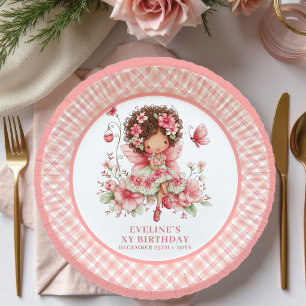 Fairy Girl 1st Birthday Magical Pink Floral paper Plates