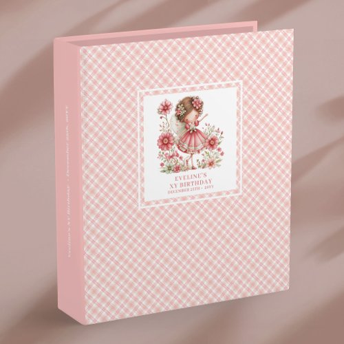 Fairy Girl 1st Birthday Magical Pink Floral Photo 3 Ring Binder