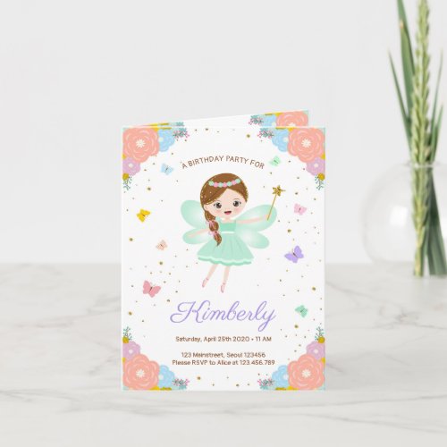 fairy girl birthday invitation