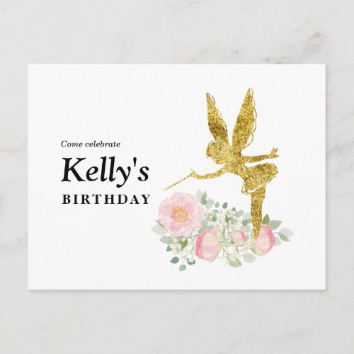 fairy girl birthday Invitation Postcard