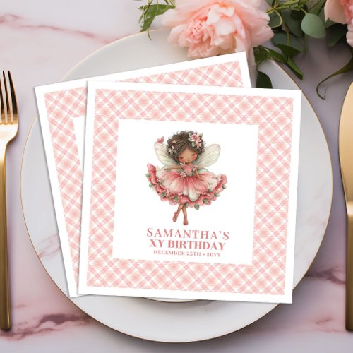 Fairy Girl Birthday Pastel Pink Floral napkins