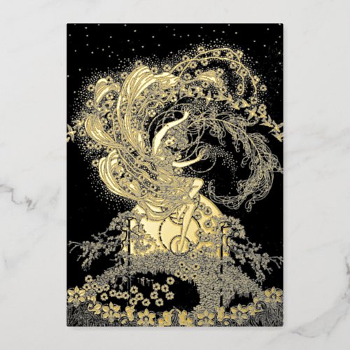 Fairy Girl Dancing In Moonlight Foil Invitation