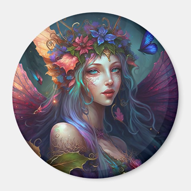 Fairy Girl Fantasy Art Button Magnet (Front)