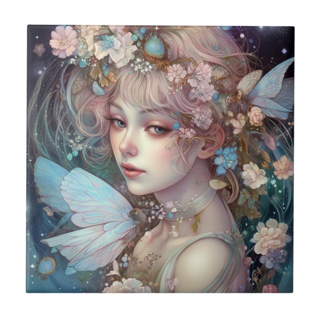 Fairy Girl Fantasy Art Ceramic Tile (Front)