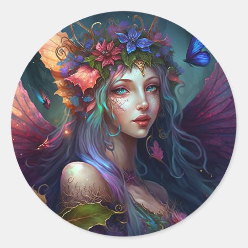 Fairy Girl Fantasy Art Classic Round Sticker