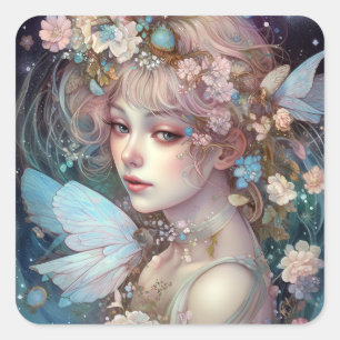 Fairy Girl Fantasy Art Square Sticker