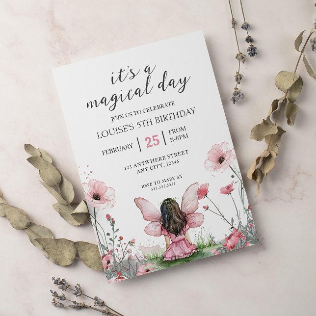 Fairy Girl Garden Pink Birthday  Invitation (Creator Uploaded)