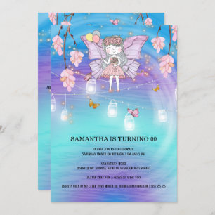 Fairy girl magic birthday lights butterfly invitation