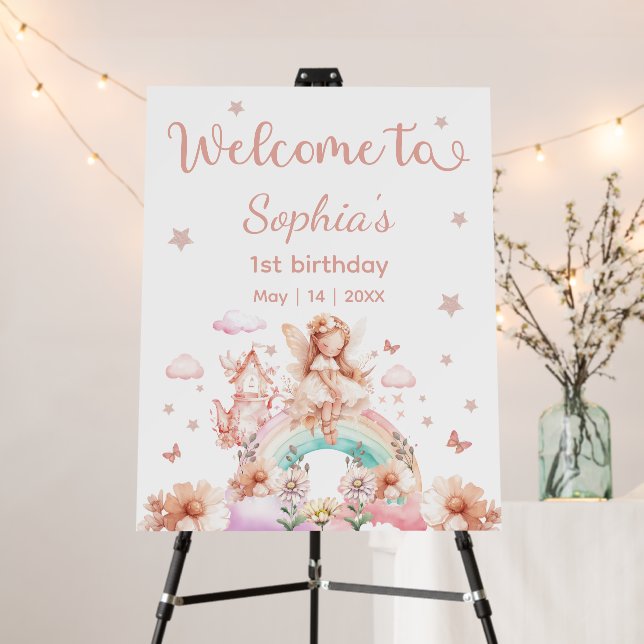 Fairy Girl Magic Teapot Rainbow Birthday  Foam Board (In Situ (Stand))