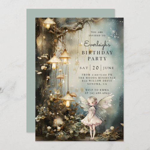 Fairy Girls Birthday Party  Invitation