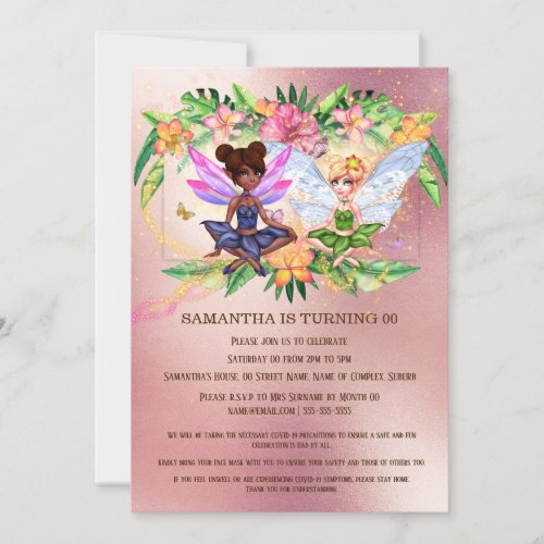 Fairy girls magic dust tropical garden butterfly invitation